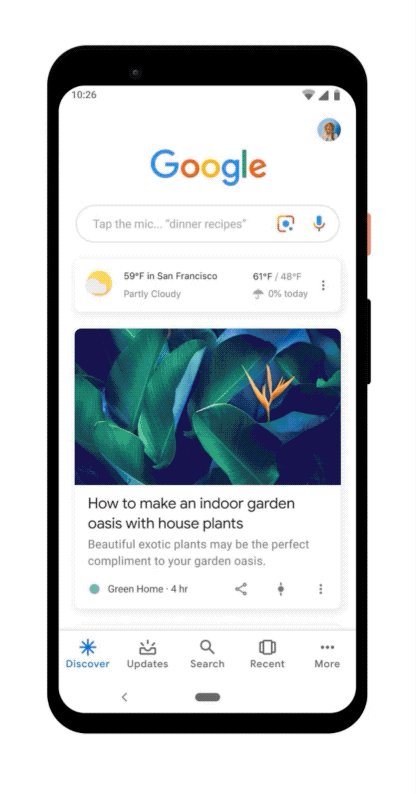 Carousel on Google Discover